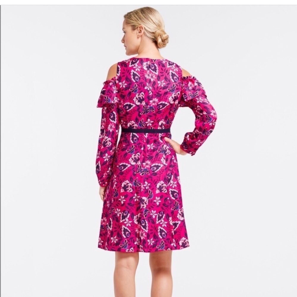 Draper James Francie Pink Floral Cold Shoulder Dress - Picture 2 of 4